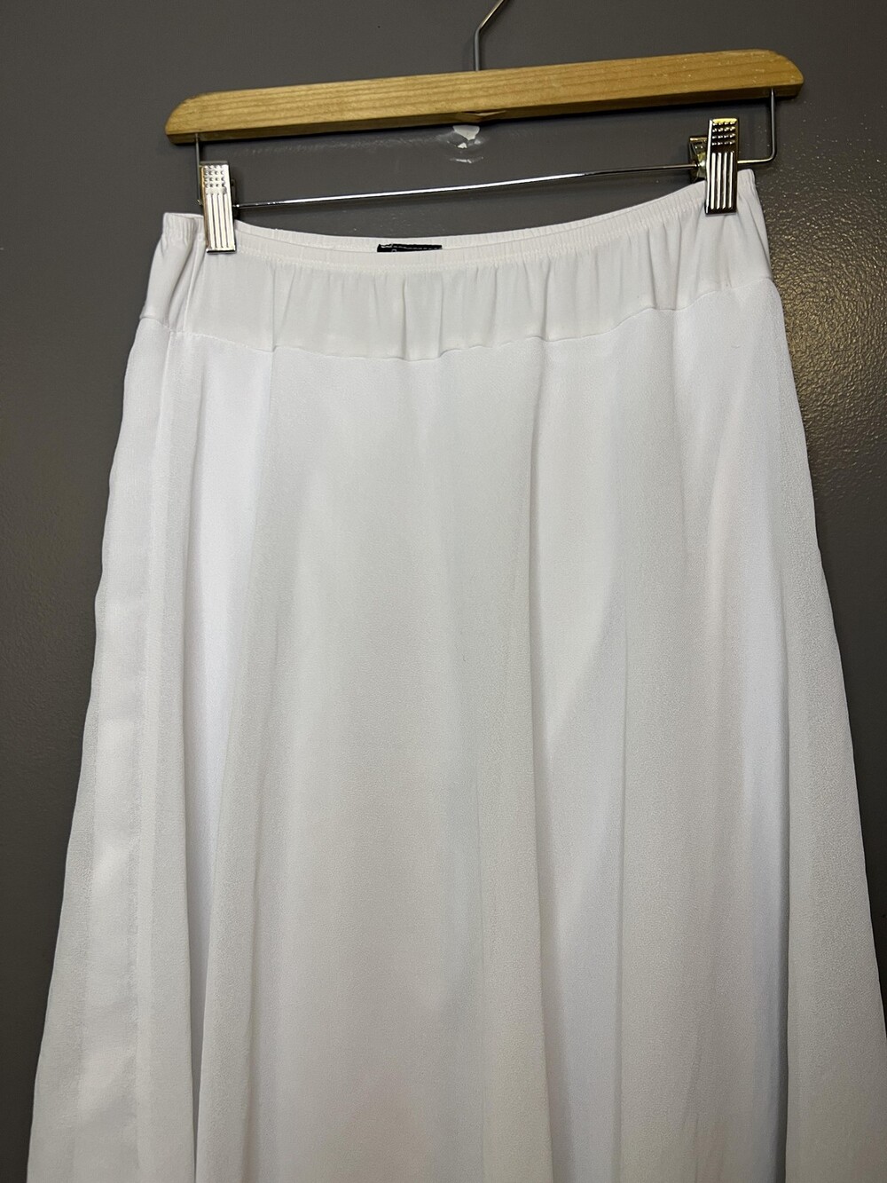 Standard U.S.A. Skirt Womens XL White Chiffon A-Line Midi Lined Elastic Waist